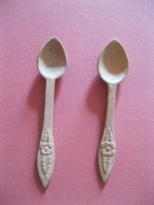 Art populaire couvert ancien bois sculpté lot petites cuillères décor fleur