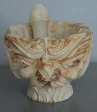 Mortier Pilon Visage Sculpté Pierre ou Marbre 