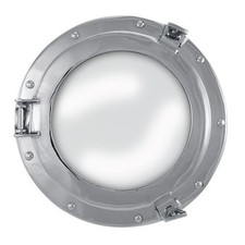 Miroir en forme de hublot en laiton nickele diamètre 28x18 cm Alciumpeche