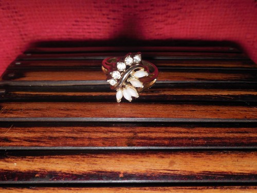 Opal rhinestones ring - opal, cocktail