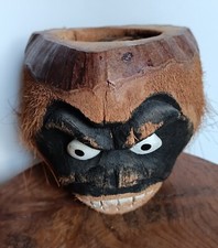 Vintage art africain: tête sculptée masque noix de coco N°1   C75