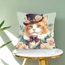 Housse de coussin Chat dandy costume ancien 45 cm