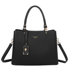 Gallantry Sac à Main Cabas pour Femme avec une Attache Fleur Métallisé Noir