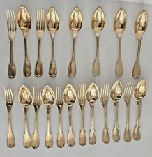 Partie de menagère armoriée en argent vermeillée  début 19 ème