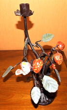 BOUGEOIR DE JARDIN FER FORGE LES FRAISES ET L'OISEAU ***