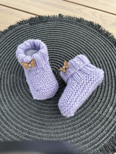 Chaussons bébé tricot violet