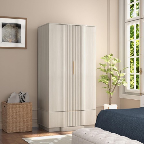 Fluted armoire wardrobe - fluted,