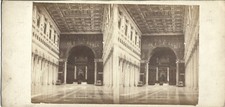 PHOTOGRAPHIE XIX EME-STEREO-BASILIQUE ST PAUL ROME-ALBUMEN