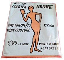PAIRE BAS FEMME 1er choix  SANS COUTURE NYLON MARRON COPATEX  Taille 4  VINTAGE