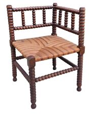 Ancien fauteuil Chaise d angle De Coin Paillé Bois Tourné Old corner armchair