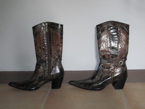 Bottes cuir verni luciano - cuir,