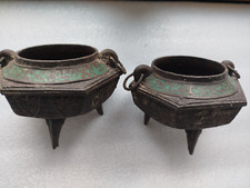 paire brule parfum fer email champlevé Japon 18 ème siècle