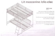 Idéal pour studio : Lit-mezzanine 140 x 190 + clic-clac en dessous