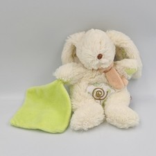Doudou Lapin blanc vert mouchoir BEBEREVE CASINO - 36208