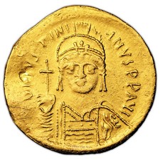 Coin Byzantine - Justinian I - Gold Solidus or - Constantinople - 527-565