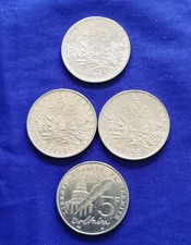 Lot 4 Pièces 5 Francs :  Semeuse 1x  1993 2x 1995 et 1x Voltaire 1994 