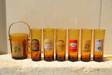 vintage 1970 6 verres whisky seau glaçons YE MONKS Westminster Chivas Grant's..