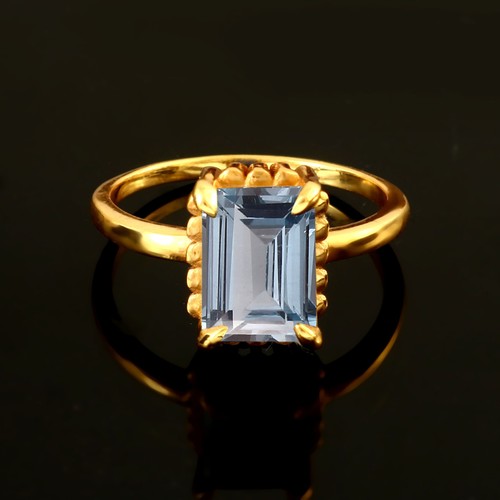 Bague baguette bleue - bleue, en