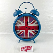 ➜GRANDE HORLOGE À POSER/DE TABLE Londres bleu design rétro style vintage 32 cm!