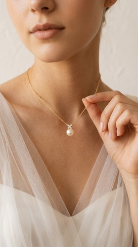 Collier perles goutte - collier, en