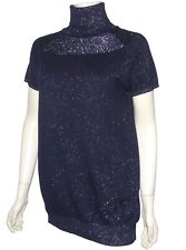 CHANEL PULL LAINE ET CACHEMIRE MARINE FILS ARGENT - Chanel wool cashmere sweater