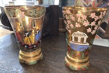 Cristallerie et verrerie de Monaco paire de vases émaillés vintage 1960's