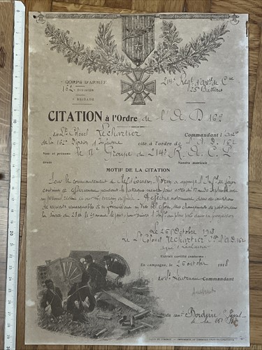 France 1918 ww1 citation - 1918, 214