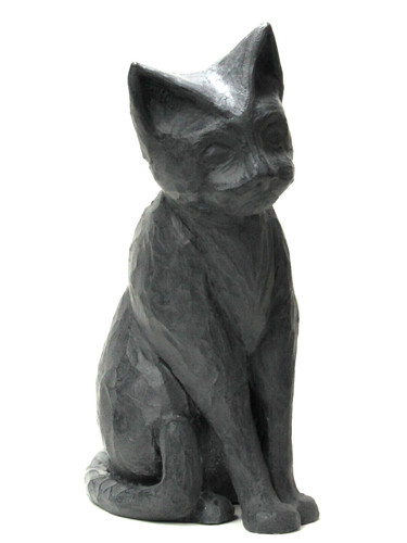 Chat assis terre - terre, cuite