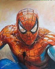 TABLEAU PEINTURE TOILE PORTRAIT SPIDERMAN COMICS STREET ART  ART  SIGNÉ CHRISK