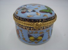 boîte à bijoux porcelaine émaillée papillons doré style décoratif