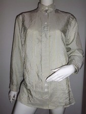 CHEMISIER FEMME A RAYURES VERT/BLANC EFFET SATINE MARQUE MICHEL VALERIE T.42