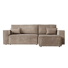 Canapé d'Angle Convertible Velours "Mollie" 269cm Taupe