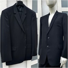 UltraRare & Gorgeous Dior Homme AW03 Luster Hedi Slimane Solid Black Wool Suit