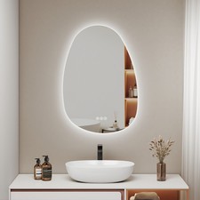 Miroir de salle de bain LED EMKE avec éclairage tactile asymétrique miroir...