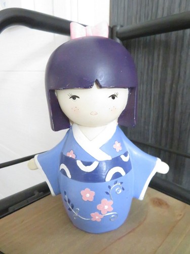 Poupée kokeshi bleu - bleu, lavande