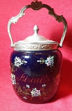 XIXe Napoléon III - Pot / Seau à Biscuit en Grès Faïence Peinte Emaillée 