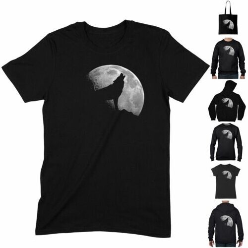 Loup pleine lune - loup, silhouette