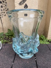 Gros Superbe Vase Bleu Cristal