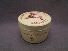 Boite en tôle publicitaire ancienne "caramels d'Isigny"