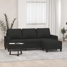 Canapé à 3 places avec repose-pieds Gris foncé 180 cm Tissu canapé vidaXL