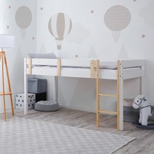 Lit Superposé 90x200 cm Cadre de Lit D'Enfant mezzanine Bois Blanc Homestyle4u