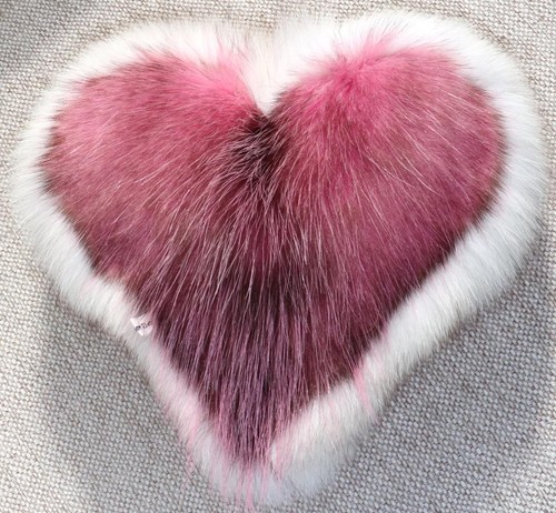Fourrure cœur coussin renard - coussin,