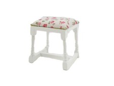 Maison de Poupées Blanc Habillage Table Tabouret Floral Siège Miniature Mobilier