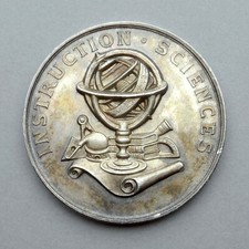 French Silver Medal. Earth globe, Architecture, Science, Chemistry, Mathematical