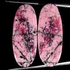 25,1 Cts Pierre Précieuse Rhodonite Ovale Paire Cabochon Libre 11x25x3mm