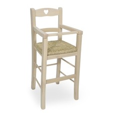 Chaise Haute En Bois Brut À Vernir Avec Assise En Paille Dossier En Cœur