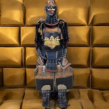 Ensemble d'armure de samouraï Kounin noir bleu marine à lacets Yoroi Kabuto...