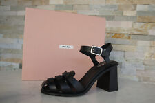 Miu Taille 38 Sandaletten Sandales Chaussures 5X756D Noir Neuf Autrefois