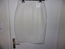 jupe écru été doublée taille 42 avec pinces viscose coton lin fendu au dos