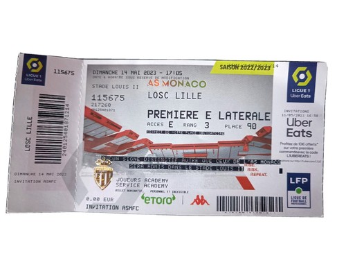 Ticket monaco lille - as, vs
